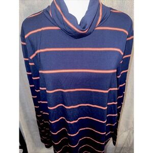 MARKET & SPRUCE Turtleneck Top Women's Size XXL BLUE STRIPE LONG SLEEVE  Tunic